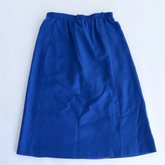 Vintage White  Stag Blue Pure Virgin Wool A Line Skirt - Cobalt - Picture 1 of 8